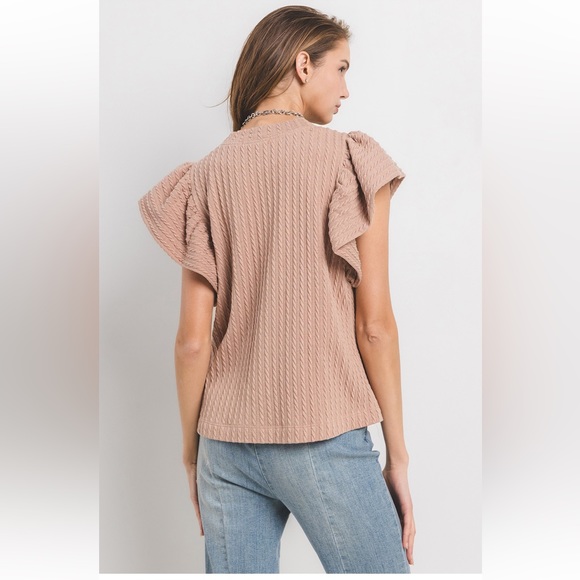 Fabulous Flutter Sleeve Textured Knit Top - Picture 8 of 8